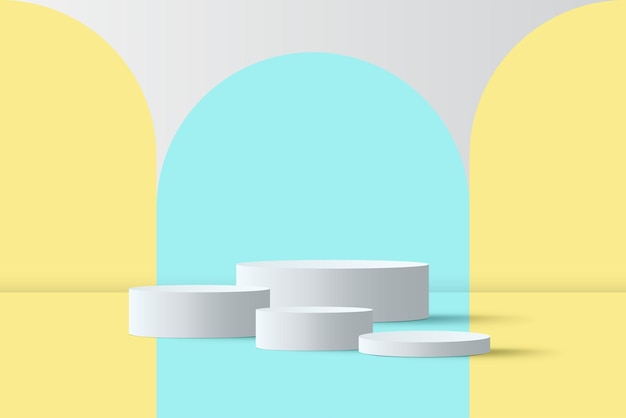 Arrière-plan du podium 3D jaune et bleu Moderne maquette minimaliste pour l'affichage des produits