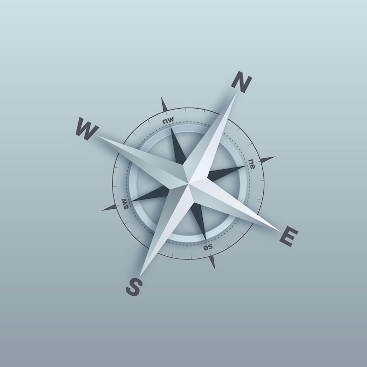 Vecteur arrière-plan du symbole bleu de la boussole 3d