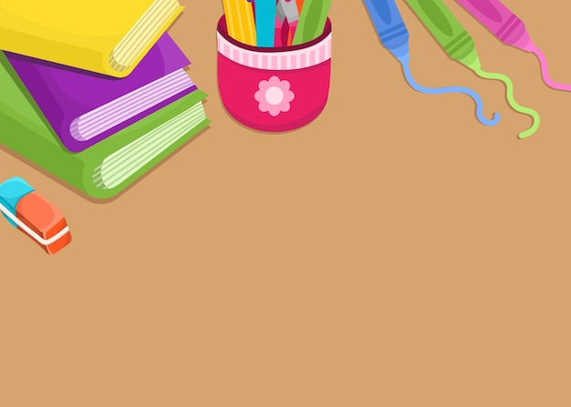 Arrière-plan du texte avec illustrations vectorielles fournitures scolaires Éducation pour les étudiants