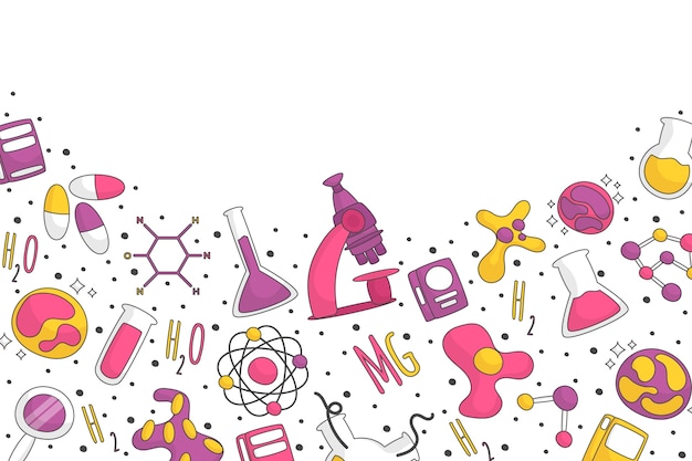 Arrière-plan de l'enseignement scientifique dessiné à la main