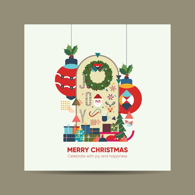 Arrière-plan festif de Noël dans une illustration vectorielle plate