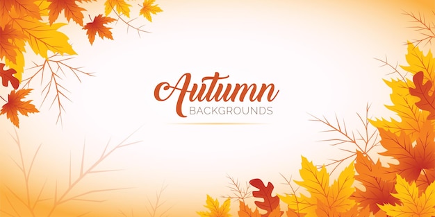 Arrière-plan de feuilles d'automne Dessiné à la main Arrière-plans d'automme plat Arrière-places de feuillesd'érable