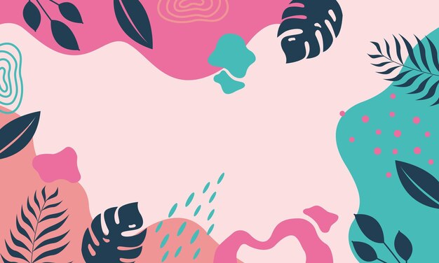 Arrière-plan de feuilles florales abstraites et plates