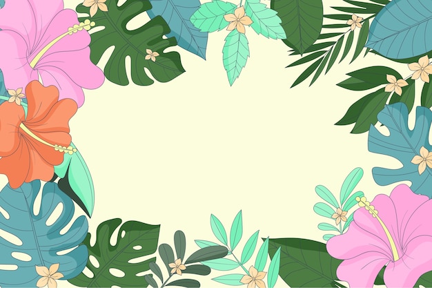 Arrière-plan de feuilles tropicales dessinées à la main