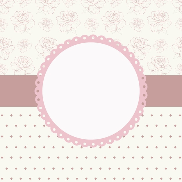 Arrière-plan avec des fleurs douces sur un fond beige clair avec un cadre