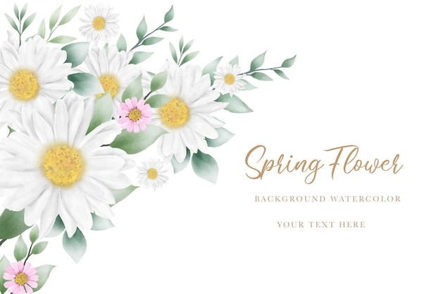 Arrière-plan de fleurs de marguerite à l'aquarelle dessiné à la main