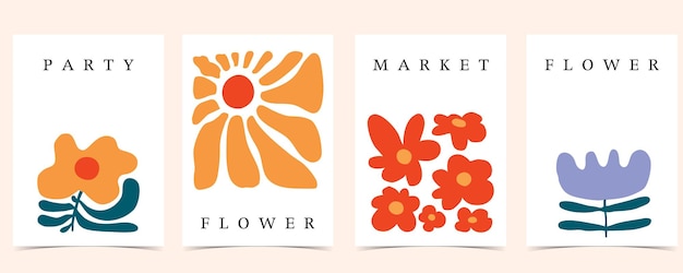 Arrière-plan de fleurs ondulées dans un style naïf pour une conception verticale A4