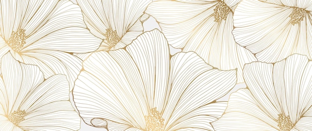 Arrière-plan floral de luxe avec des fleurs dorées