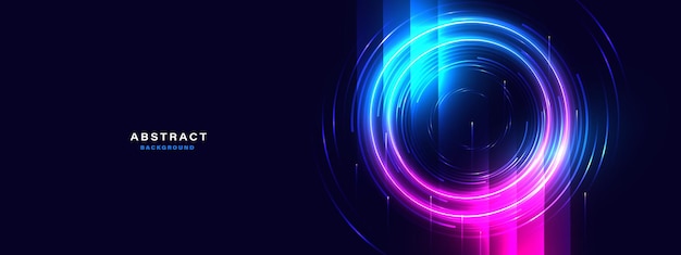 Arrière-plan futuriste abstrait avec un effet de lumière néon brillant