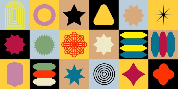 Arrière-plan géométrique abstrait Bauhaus motif suisse arrière-plan formes dynamiques et couleurs vives
