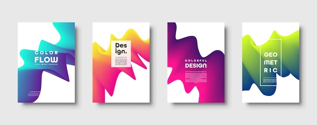 Arrière-plan géométrique à la mode abstrait avec gradient liquide coloré bleu rouge jaune et vert dynamique