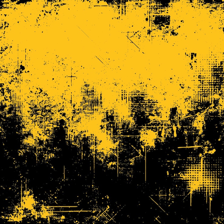 Vecteur arrière-plan grunge abstrait noir et jaune