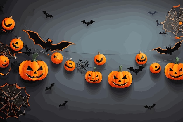 Vecteur arrière-plan d'halloween avec des têtes de citrouille brillantes et des bougies illustration réaliste très détaillée