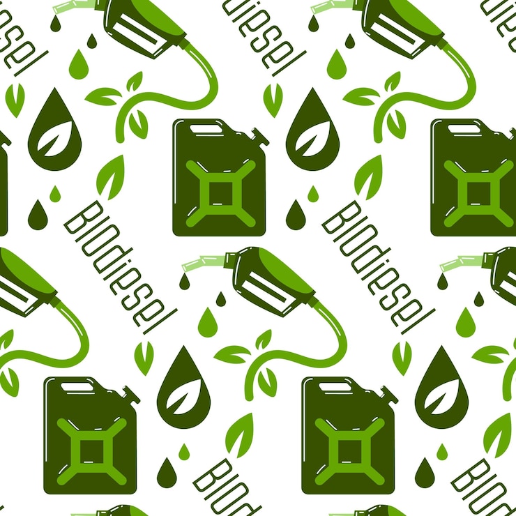 Vecteur arrière-plan homogène sur le thème du carburant biodiesel en couleurs vertes un pistolet de distributeur une goutte