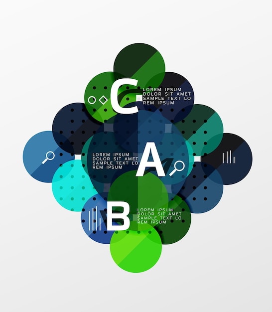Vecteur arrière-plan infographique de la géométrie moderne du cercle arrière-plan du modèle vectoriel pour les options de numéro de diagramme de mise en page de flux de travail ou la conception de sites web