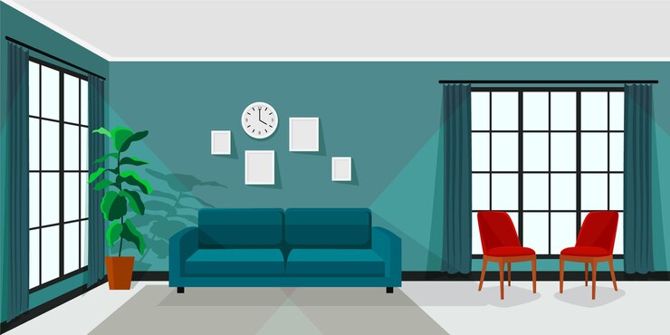 Vecteur arrière-plan intérieur de la maison pour les vidéoconférences
