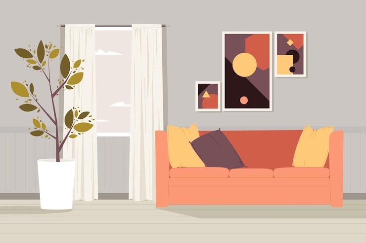 Vecteur arrière-plan intérieur de la maison pour les vidéoconférences