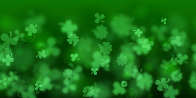 Arrière-plan Le Jour De La St Patrick Fait De Feuilles De Trèfle Floues Dans Des Couleurs Vertes Avec Une Répétition Horizontale Transparente