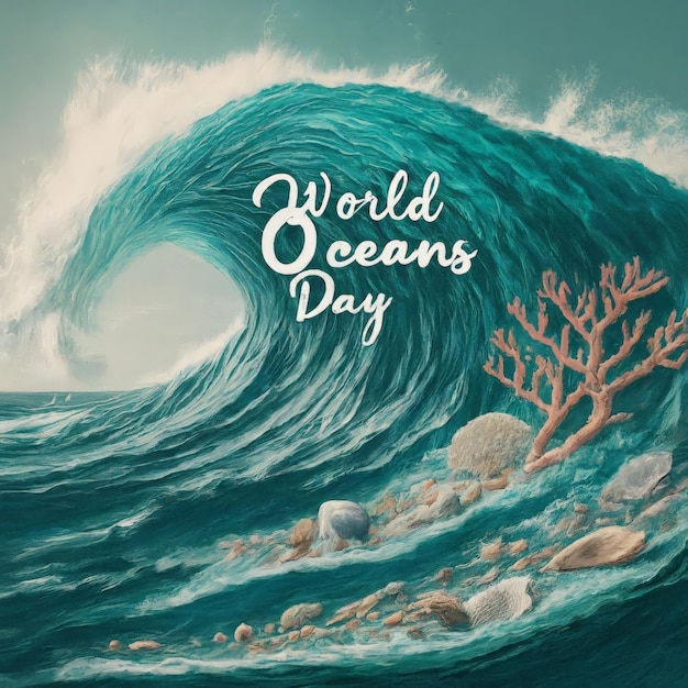 Vecteur arrière-plan de la journée mondiale des océans avec une illustration vectorielle des vagues océaniques arrière-fond de la journée internationale des océans w