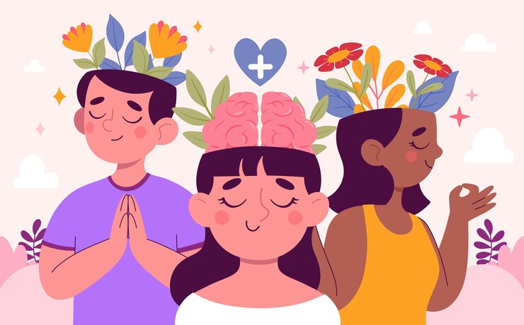 Vecteur arrière-plan de la journée mondiale de la santé mentale dans un design plat