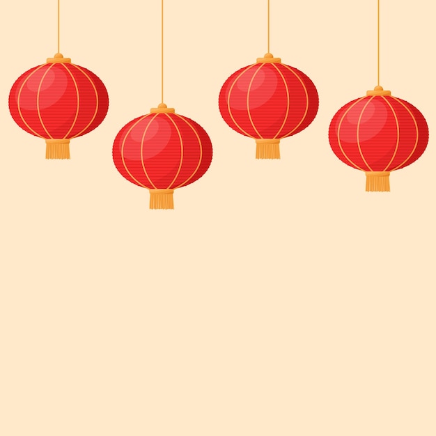 Vecteur arrière-plan avec des lanternes dans les décorations du nouvel an chinois de style asiatique illustration vectorielle