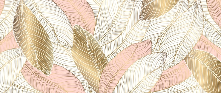 Vecteur arrière-plan de luxe botanique délicat avec des feuilles de banane dorées