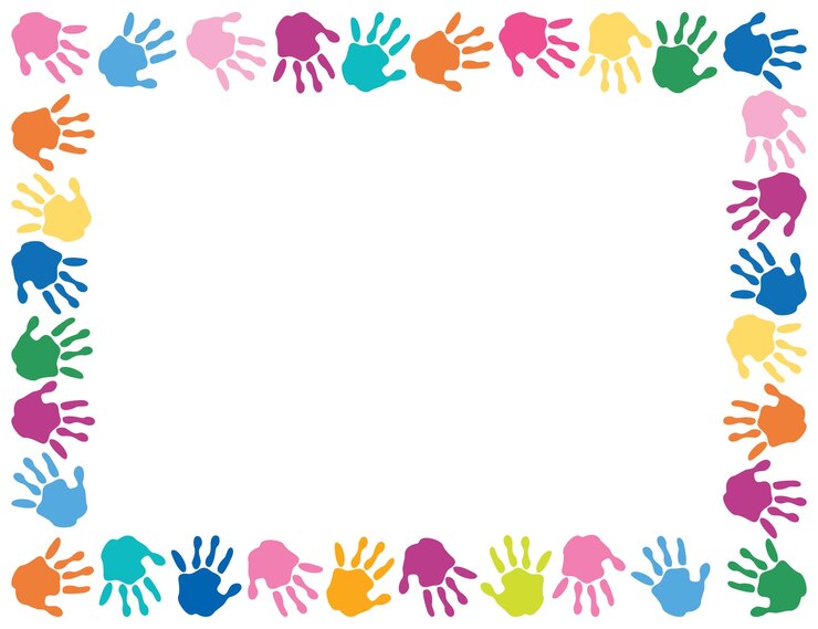 Arrière-plan avec des mains peintes aux couleurs vives