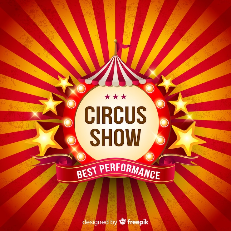 Vecteur arrière-plan d'un panneau lumineux de cirque vintage