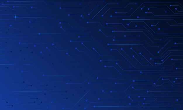 Arrière-plan panoramique Hitech avec motif de puce informatique bleue papier peint vide avec carte de circuit imprimé