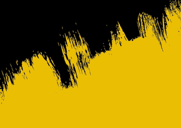 Arrière-plan de peinture jaune et noire abstrait avec dessin vectoriel de coups de pinceau