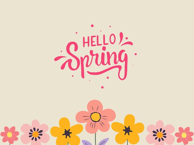 Arrière-plan de printemps floral plat