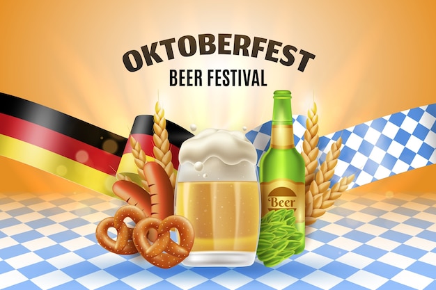 Vecteur arrière-plan réaliste de la célébration du festival de la bière oktoberfest