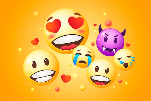 Arrière-plan réaliste de la journée mondiale des emojis avec des emoticons