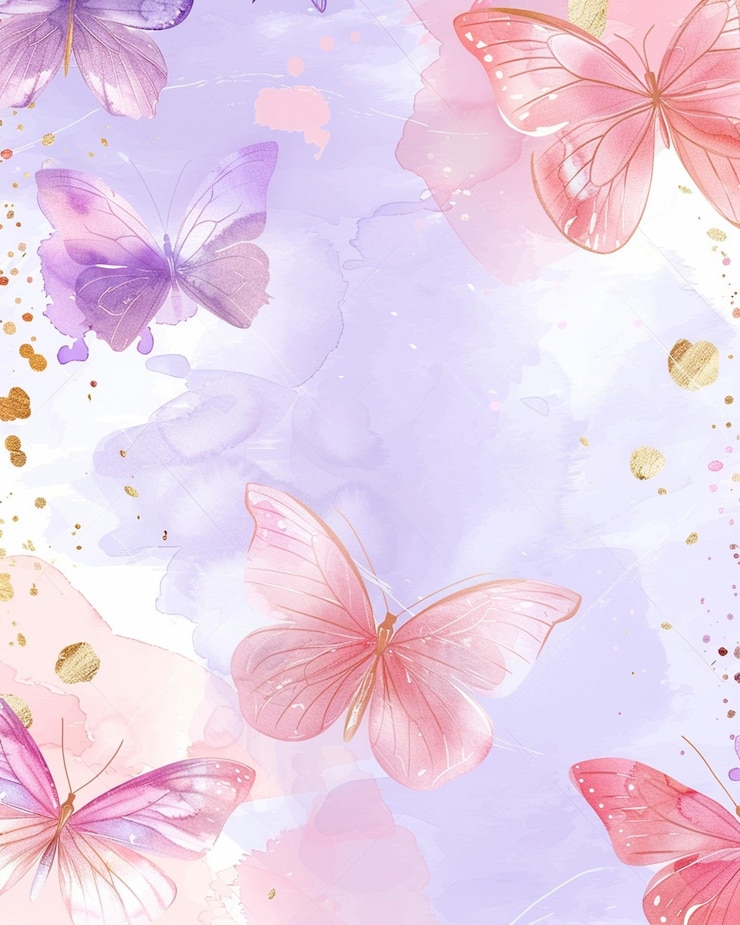 Vecteur arrière-plan rose avec des papillons violets clairs