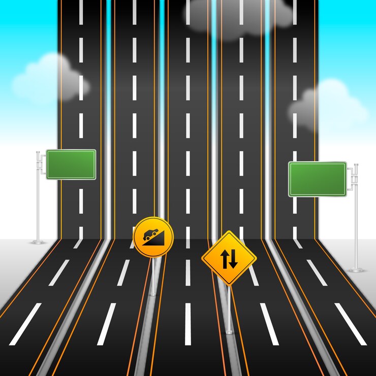 Vecteur arrière-plan de la route en pente