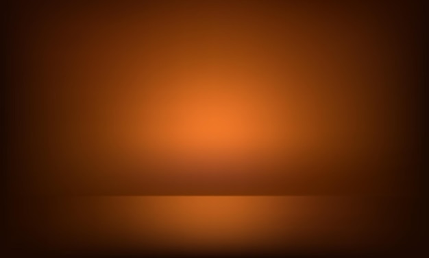 Arrière-plan de la salle de studio en gradient orange et noir Plancher vide pour la présentation des produits