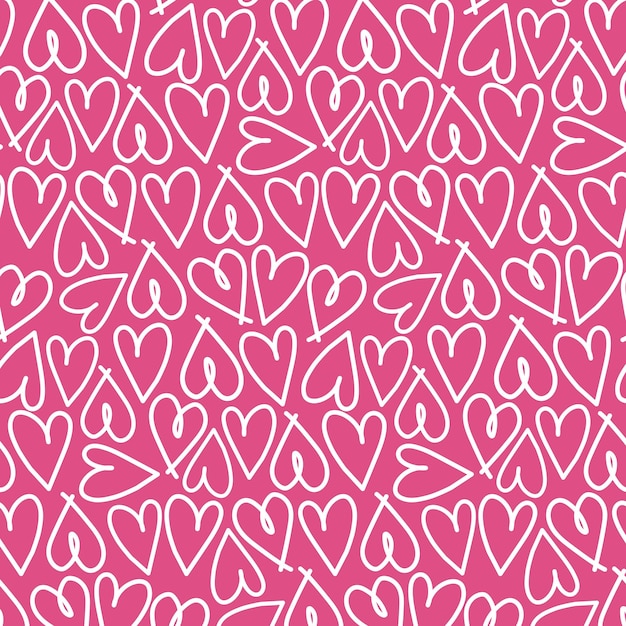 Arrière-plan sans couture avec des cœurs dans le style doodle motif de cœur mignon