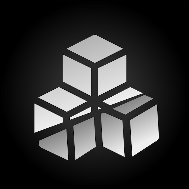 Arrière-plan sombre Effet découpé Icône de cubes avec visuel moderne