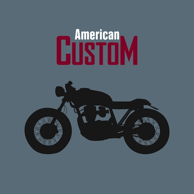 Arrière-plan Sous La Forme D'une Silhouette De Moto Et De L'inscription American Custom Board Pour Un Club De Moto Ou Un Atelier De Moto