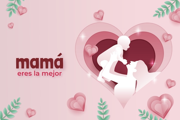 Vecteur arrière-plan de style papier pour la célébration de la fête des mères en espagnol