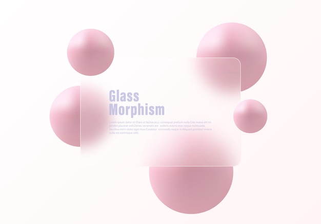 Arrière-plan en style verre morphisme arrière-plan de gradient lumineux avec déflecteur et sphères