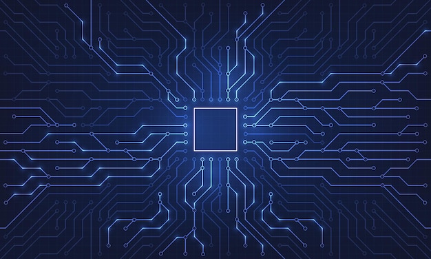 Vecteur arrière-plan de la technologie des circuits imprimés processeurs informatiques centraux concept de cpu chipe numérique de carte mère.