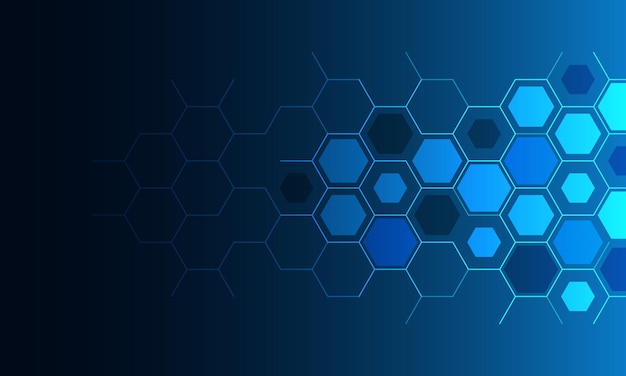 Arrière-plan technologique abstrait et élément de conception avec un motif d'hexagones et des formes géométriques