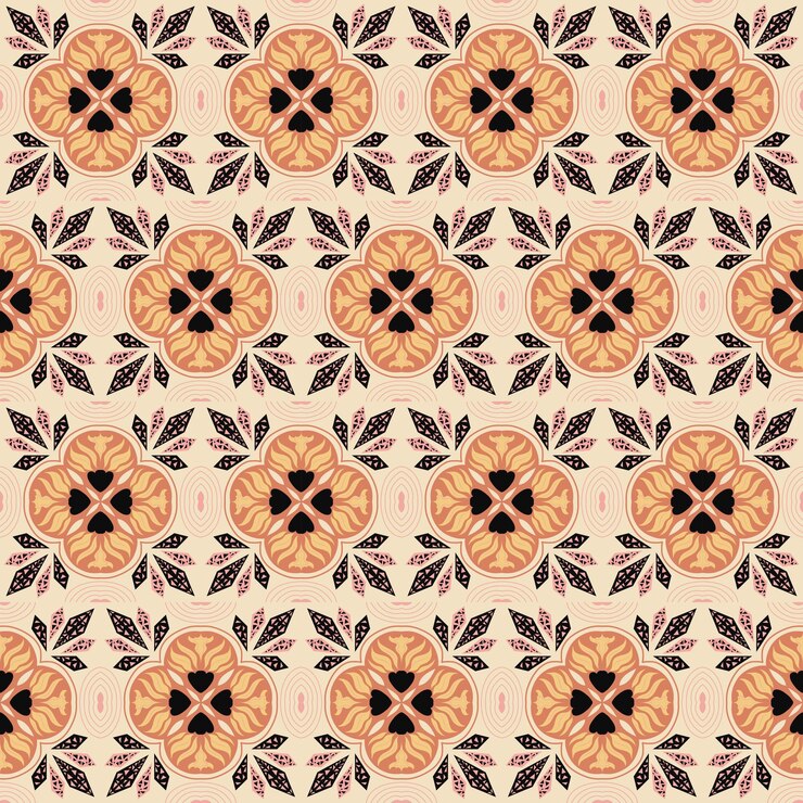Arrière Plan Transparent Jardin Rétro Nature Aborigène Damas Floral Motif Traditionnel Art