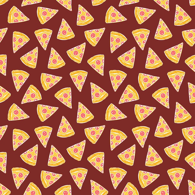 Arrière-plan transparent mignon de délicieuses tranches de pizza. illustration dessinée à la main