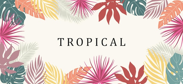 Vecteur arrière-plan tropical avec des feuilles exotiques conception tropicale