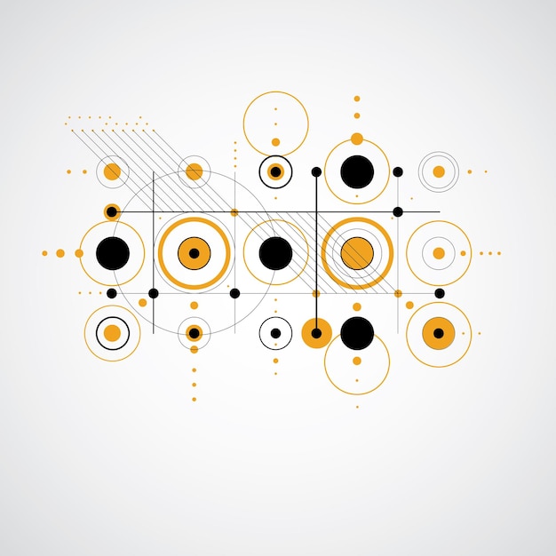 Arrière-plan Vectoriel Bauhaus Modulaire, Créé à Partir De Figures Géométriques Simples Comme Des Cercles Et Des Lignes. Idéal Pour Une Utilisation Comme Affiche Publicitaire Ou Conception De Bannière.