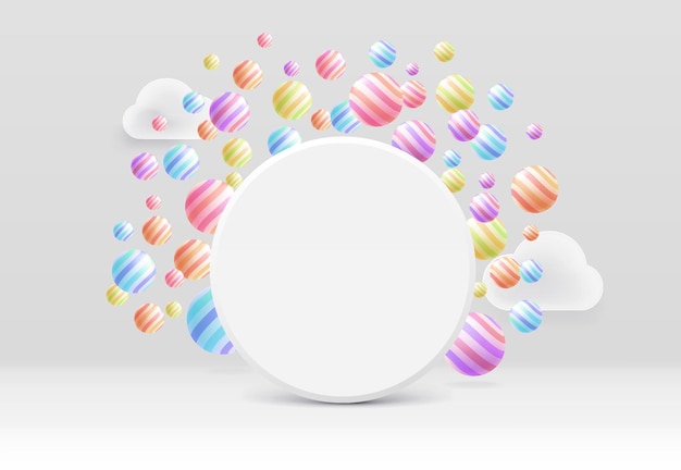 Arrière-plan Vectoriel Avec Un Dessin Mignon Arrière-plan De Boules D'arc-en-ciel Design Pour Le Podium D'affichage De Cosmétiques Ou De Produits 3d Renderxd