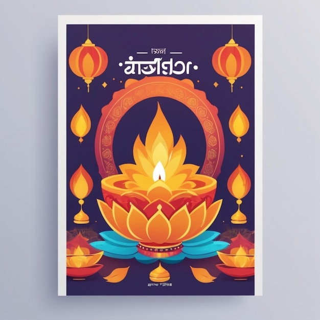 Arrière-plan vectoriel de dessins animés de l'affiche de Diwali