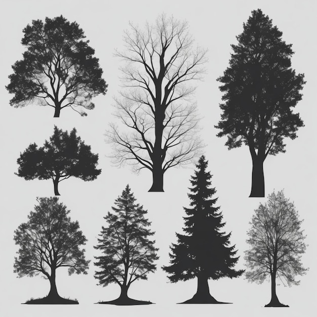 Vecteur arrière-plan vectoriel des silhouettes d'arbres